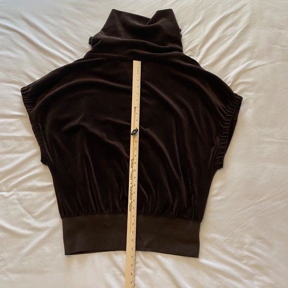 Juicy Couture Short Sleeve Velour Jacket Vest Zip Dolman Cowl Neck Brown Y2K XL - Picture 5 of 9